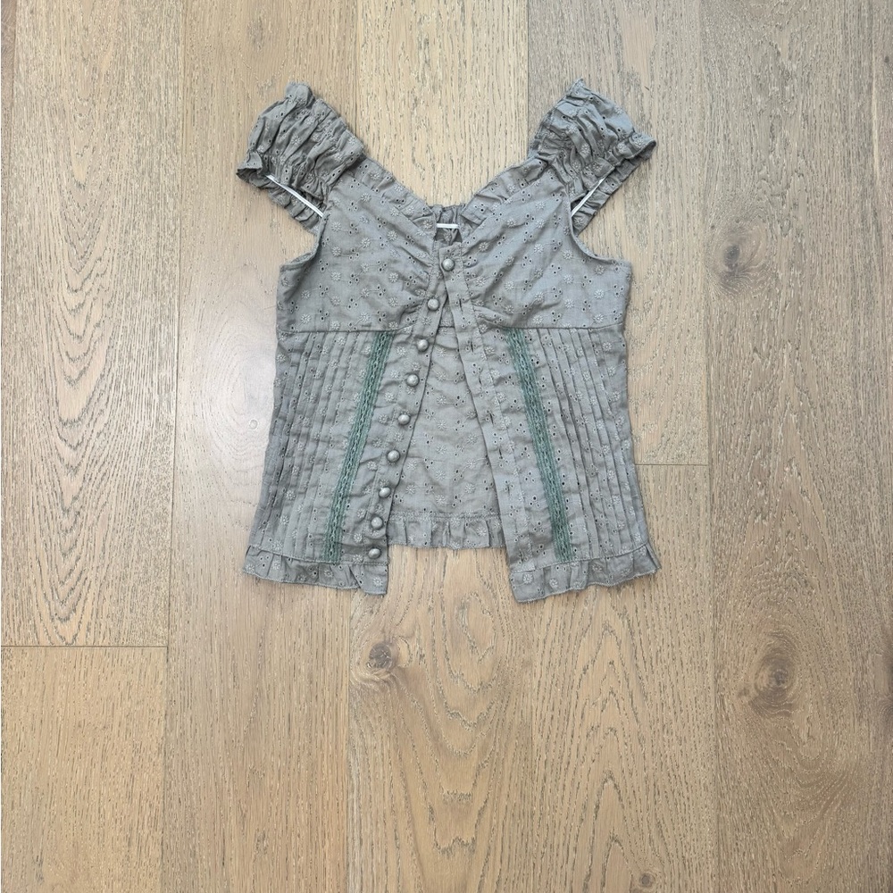 Gray Ruffled Women's Top